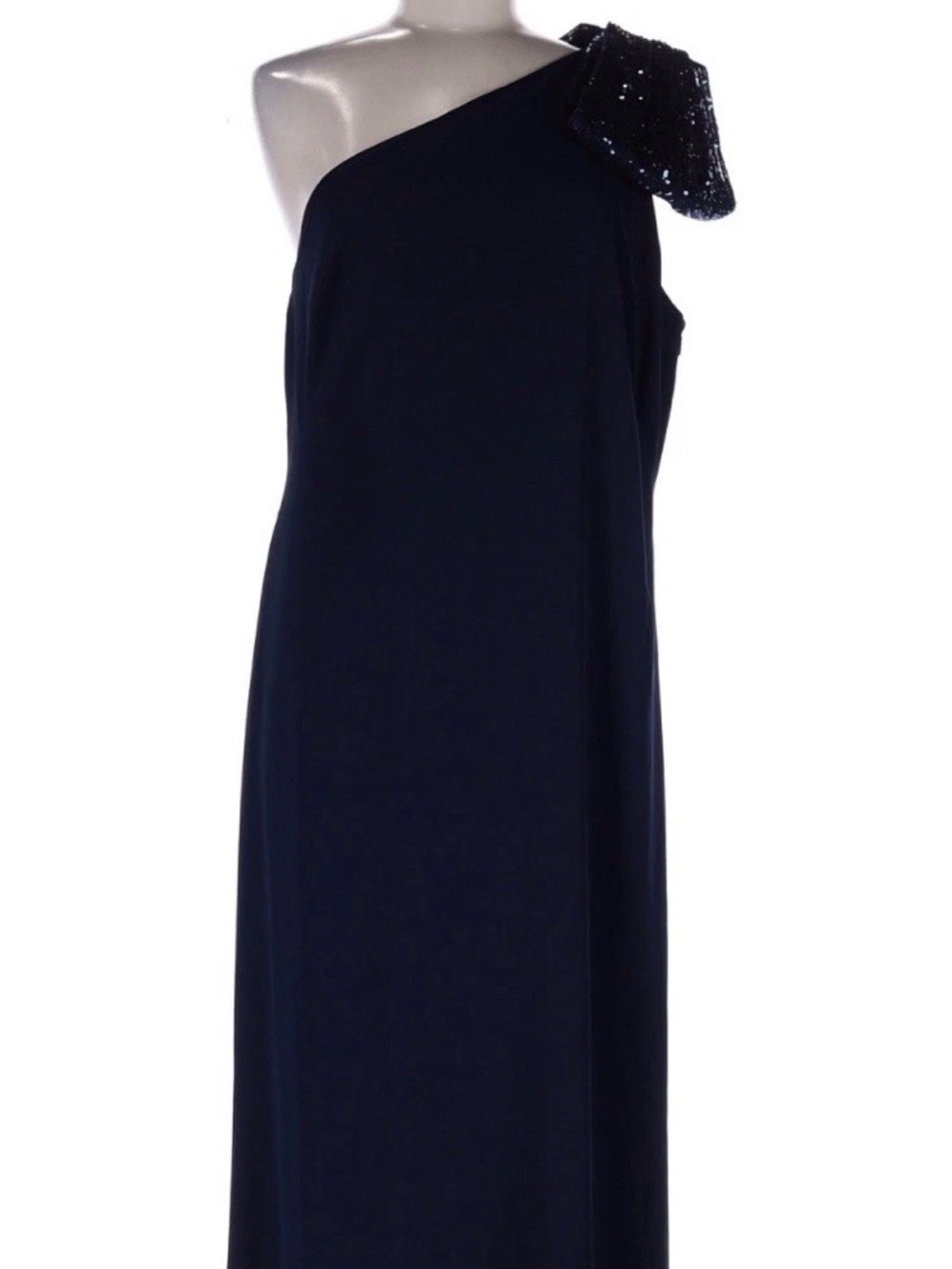 Lauren Ralph Lauren One-Shoulder Navy Evening Gown